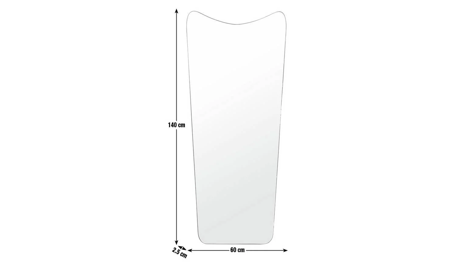 Black Full Length Curved Wall Mirror 140x60cm Easy Installation - Image 5
