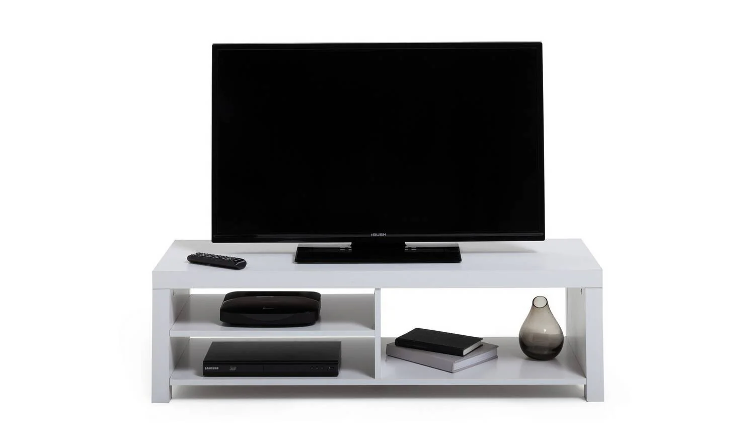 Charlie TV Unit White (W 119, D 39cm) Entertainment Centre With Shelves - Image 3
