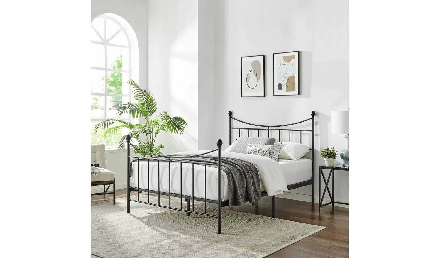 Clara Kingsize Metal Bed Frame Black Industrial Style Modern Home - Image 2