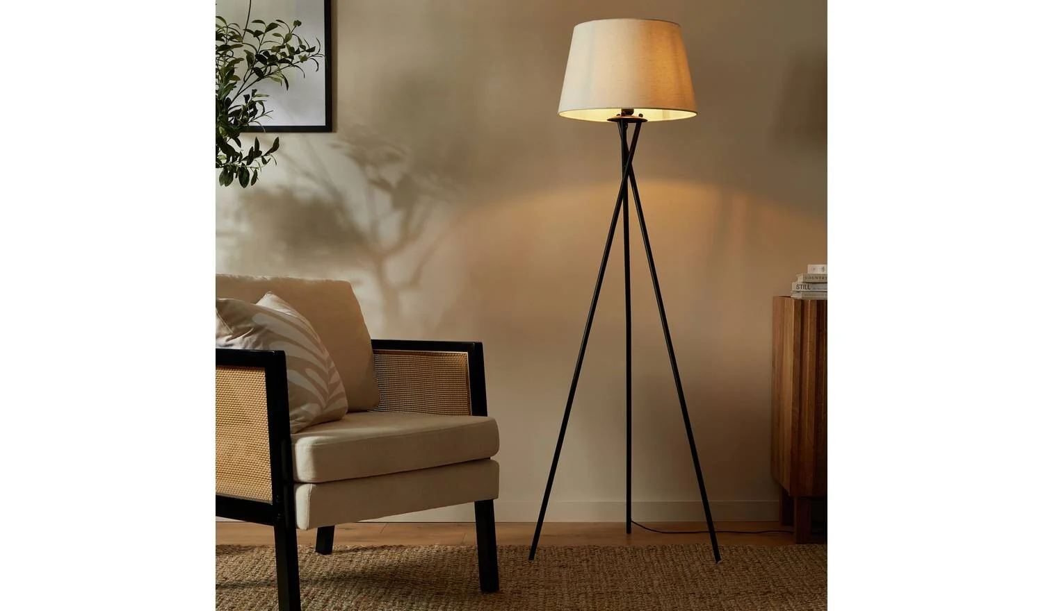 Cortillo Base Only Tripod Floor Lamp Black Modern Living Room Lighting - Image 4