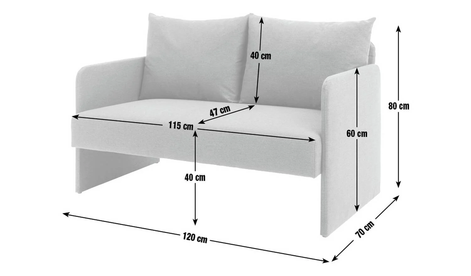 Dixon Small Fabric 2 Seater Sofa in a Box Grey Compact Space Saving - Image 7