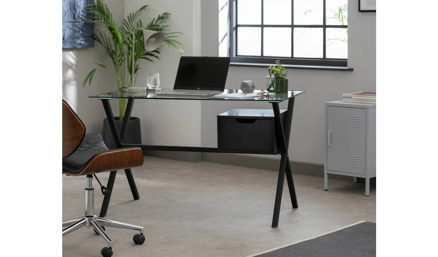 Dria 1 Drawer Desk Black Modern Home Office Furniture Workspace - Image 2