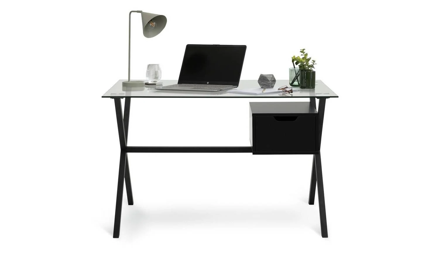Dria 1 Drawer Desk Black Modern Home Office Furniture Workspace - Image 3