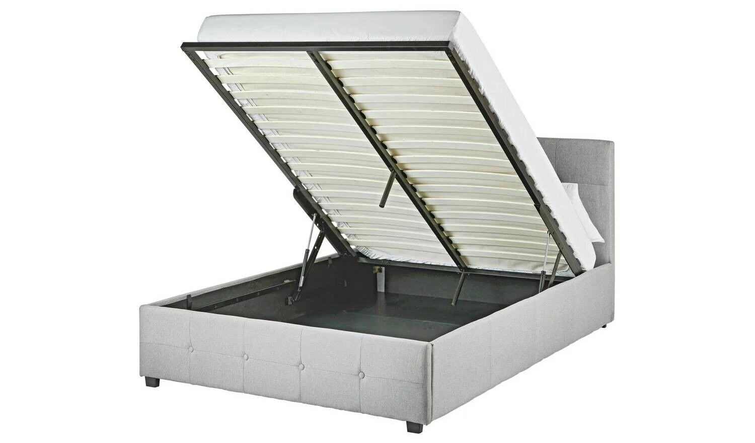 Habitat Eros Kingsize End Opening Ottoman Bed Frame Grey Spacious Storage Bed - Image 4