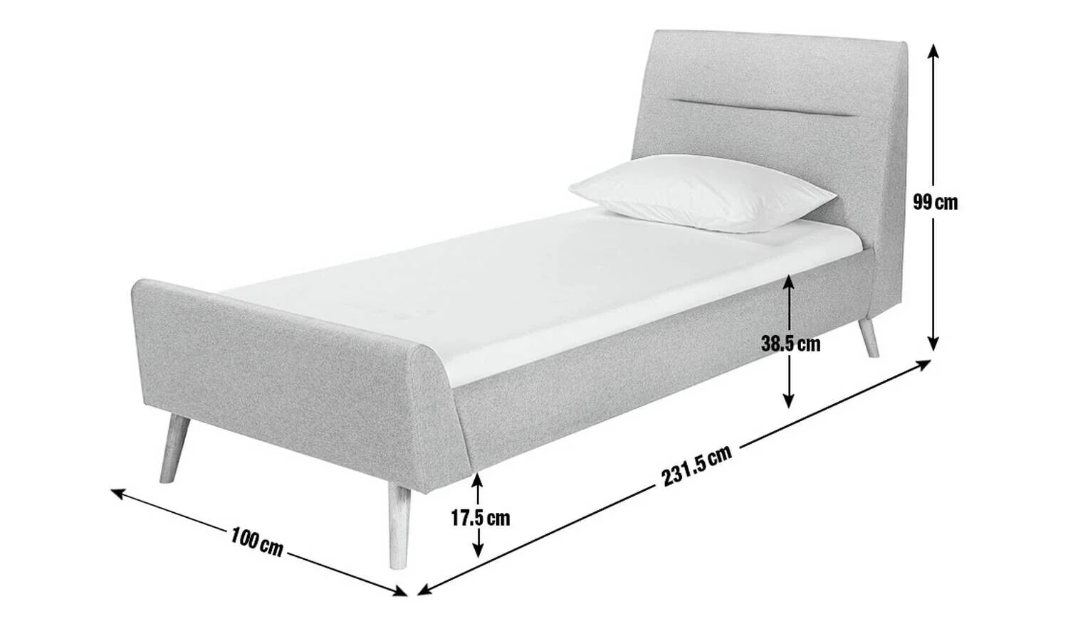 Habitat Finn Single Fabric Bed Frame Grey Modern and Cozy Bedroom Furniture - Image 10