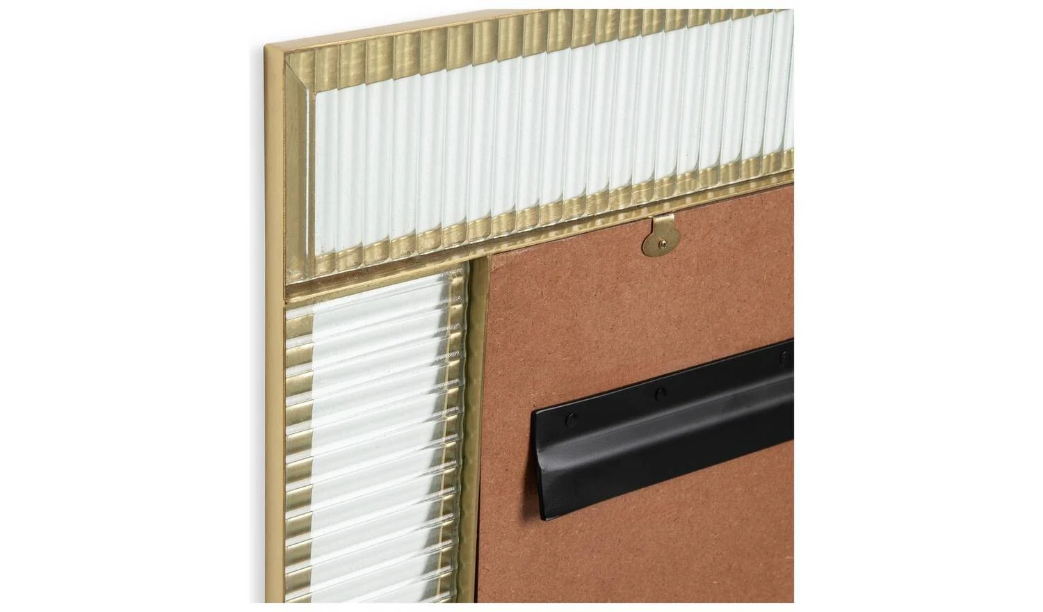 Glass & Brass Ribbed Wall Mirror 140x60cm Modern Hallway Decor Gold - Image 4