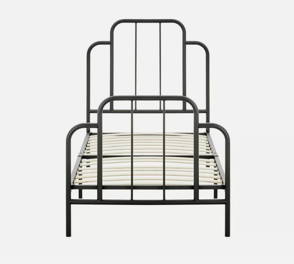 JACQUES SINGLE METAL BED FRAME BLACK SPACE SAVING GUEST ROOM - Image 3