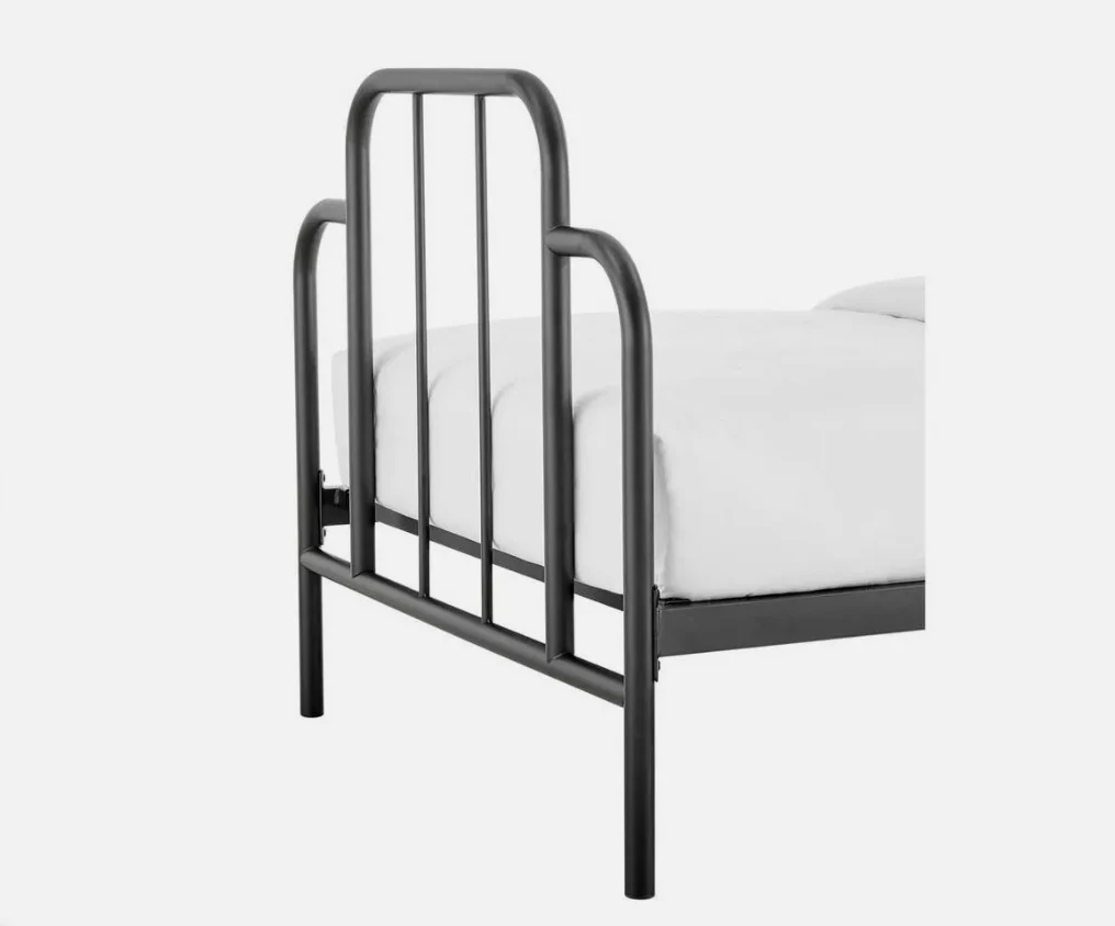 JACQUES SINGLE METAL BED FRAME BLACK SPACE SAVING GUEST ROOM - Image 4