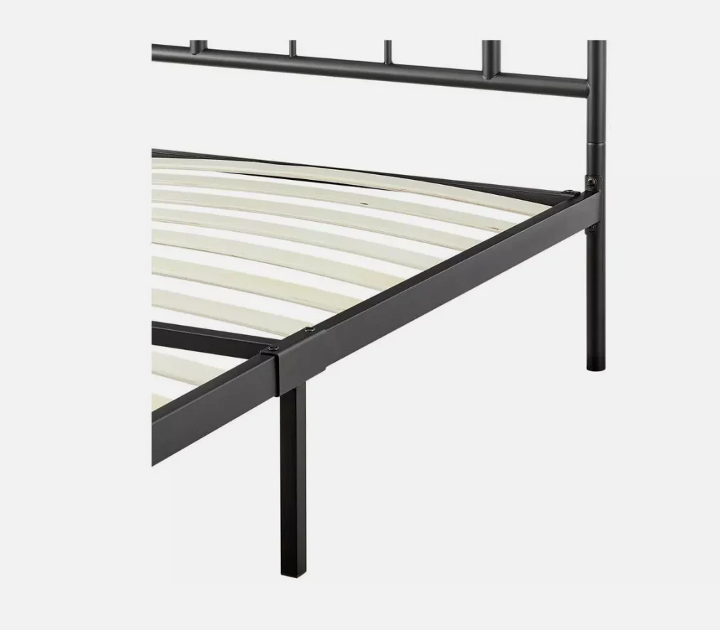 JACQUES SINGLE METAL BED FRAME BLACK SPACE SAVING GUEST ROOM - Image 6