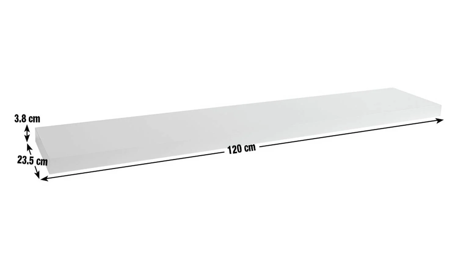 Jak 120cm Floating Shelf White Gloss Wall Mounted Display Storage - Image 2