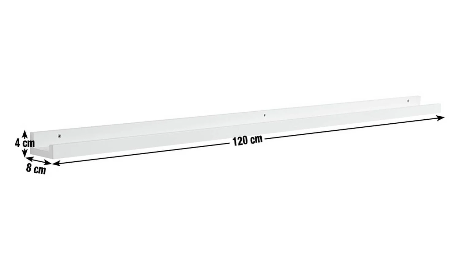 Jak 120cm Picture Rail White Modern Wall Mounted Display Shelf - Image 2
