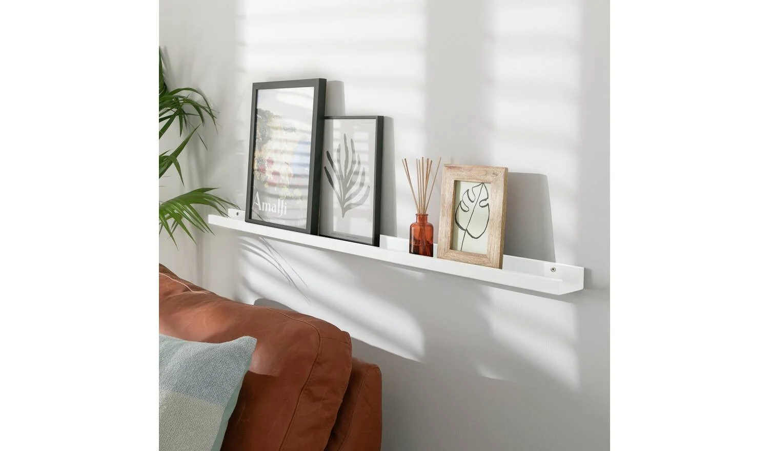 Jak 120cm Picture Rail White Modern Wall Mounted Display Shelf - Image 3