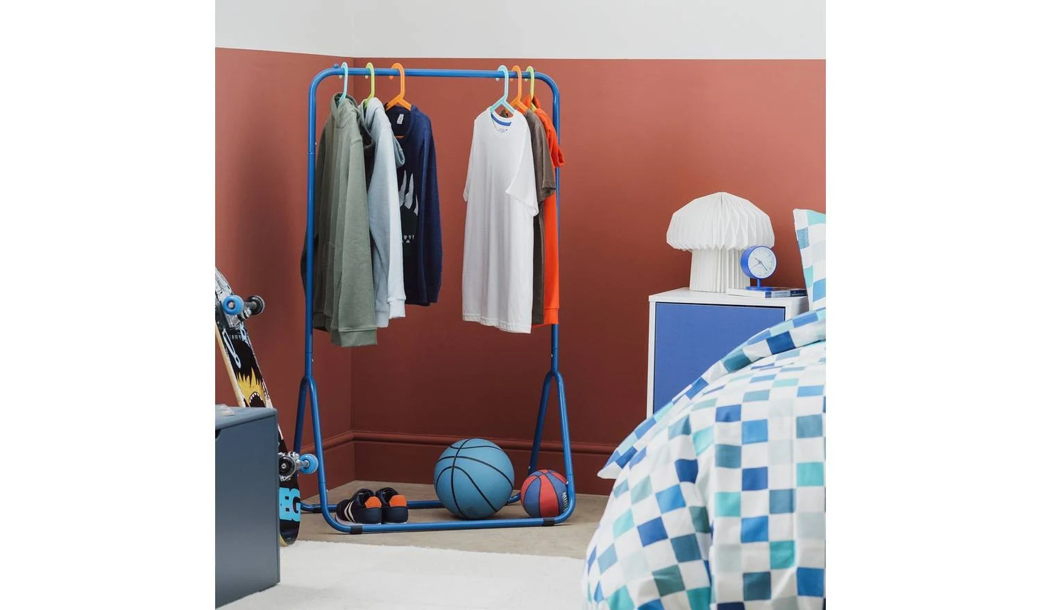 Kids Arnie Clothes Rail Blue Childrens Bedroom Storage Organiser - Image 2