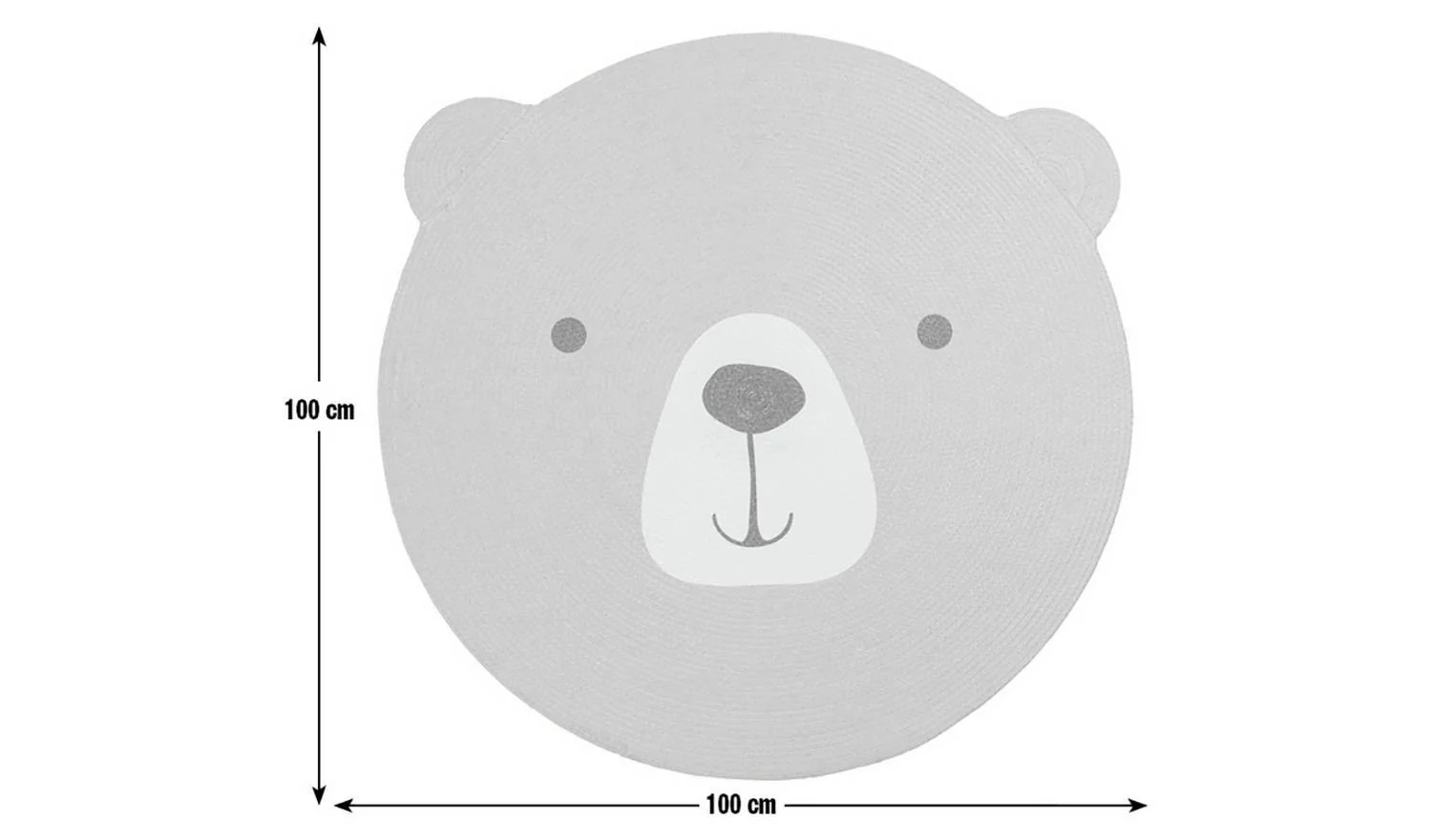 Kids Teddy Bear Round Brown Flatweave Rug 100cm Childrens Bedroom Floor - Image 6
