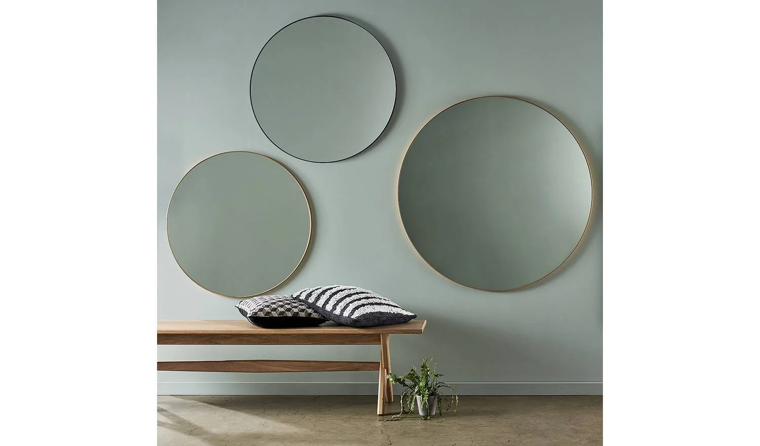 Large Round Metal Mirror Gold Modern Wall Decor Living Room Bedroom - Image 3