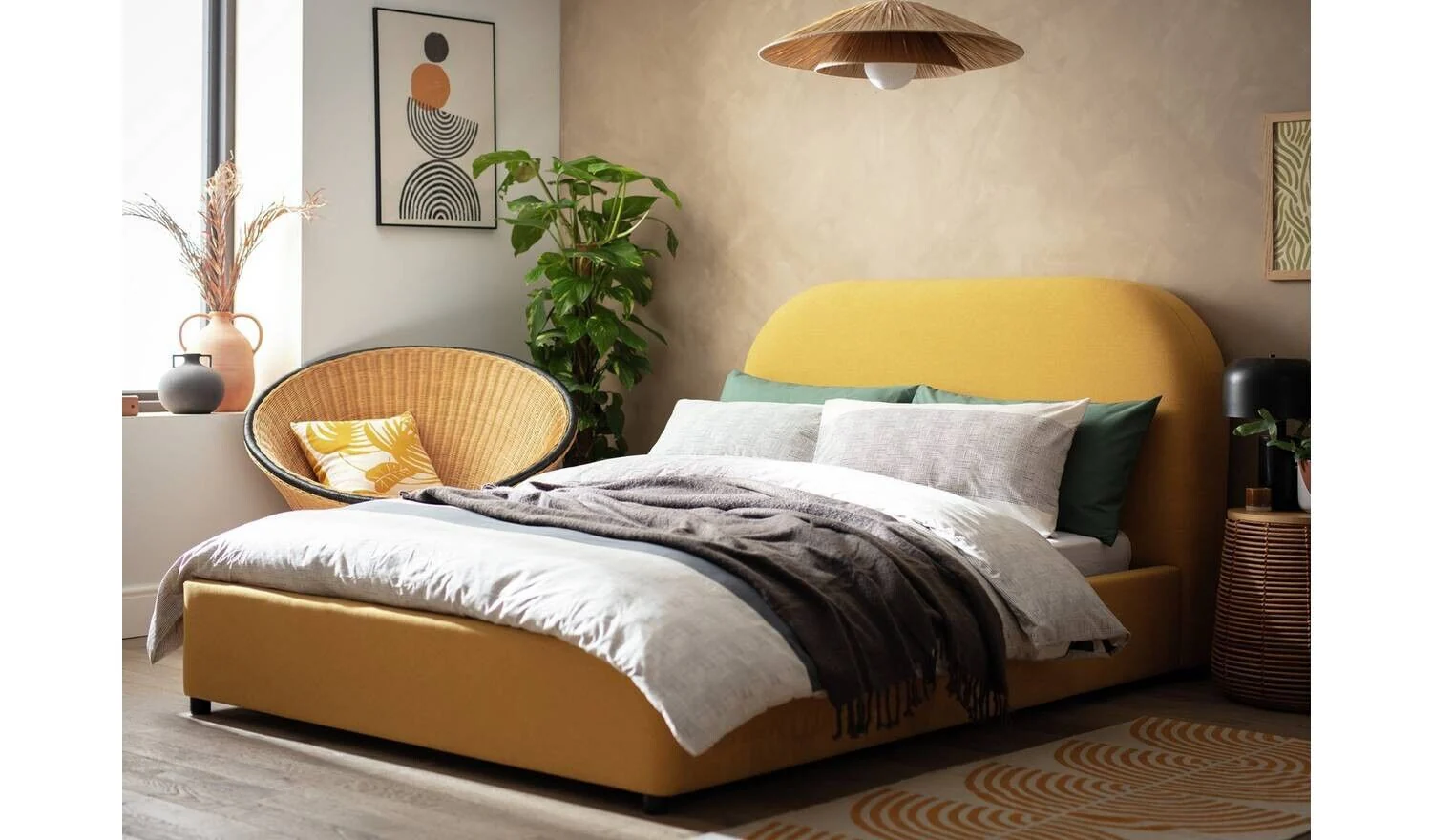 Habitat Layla Kingsize Ottoman Bed Frame Yellow Modern and Spacious Storage Bed - Image 3