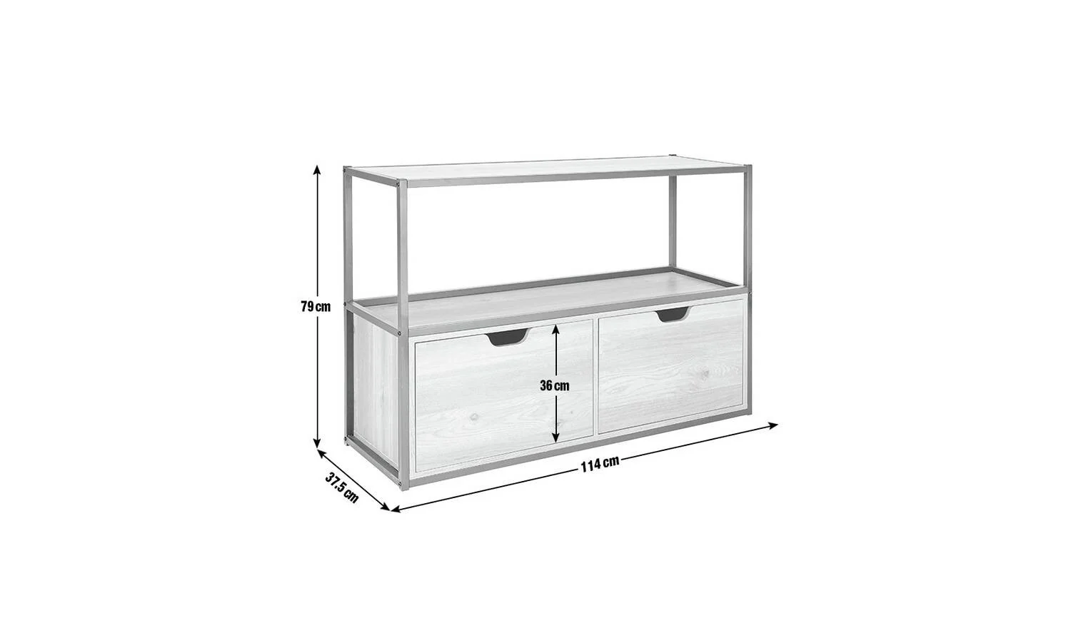 Loft Living 2 Drawer TV Unit Media Storage Cabinet Modern Entertainment - Image 10