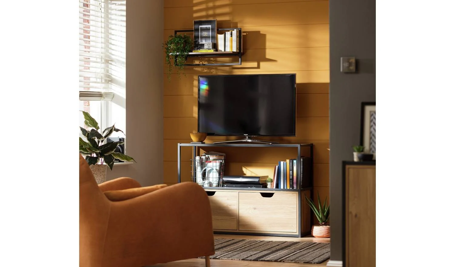 Loft Living 2 Drawer TV Unit Media Storage Cabinet Modern Entertainment - Image 2