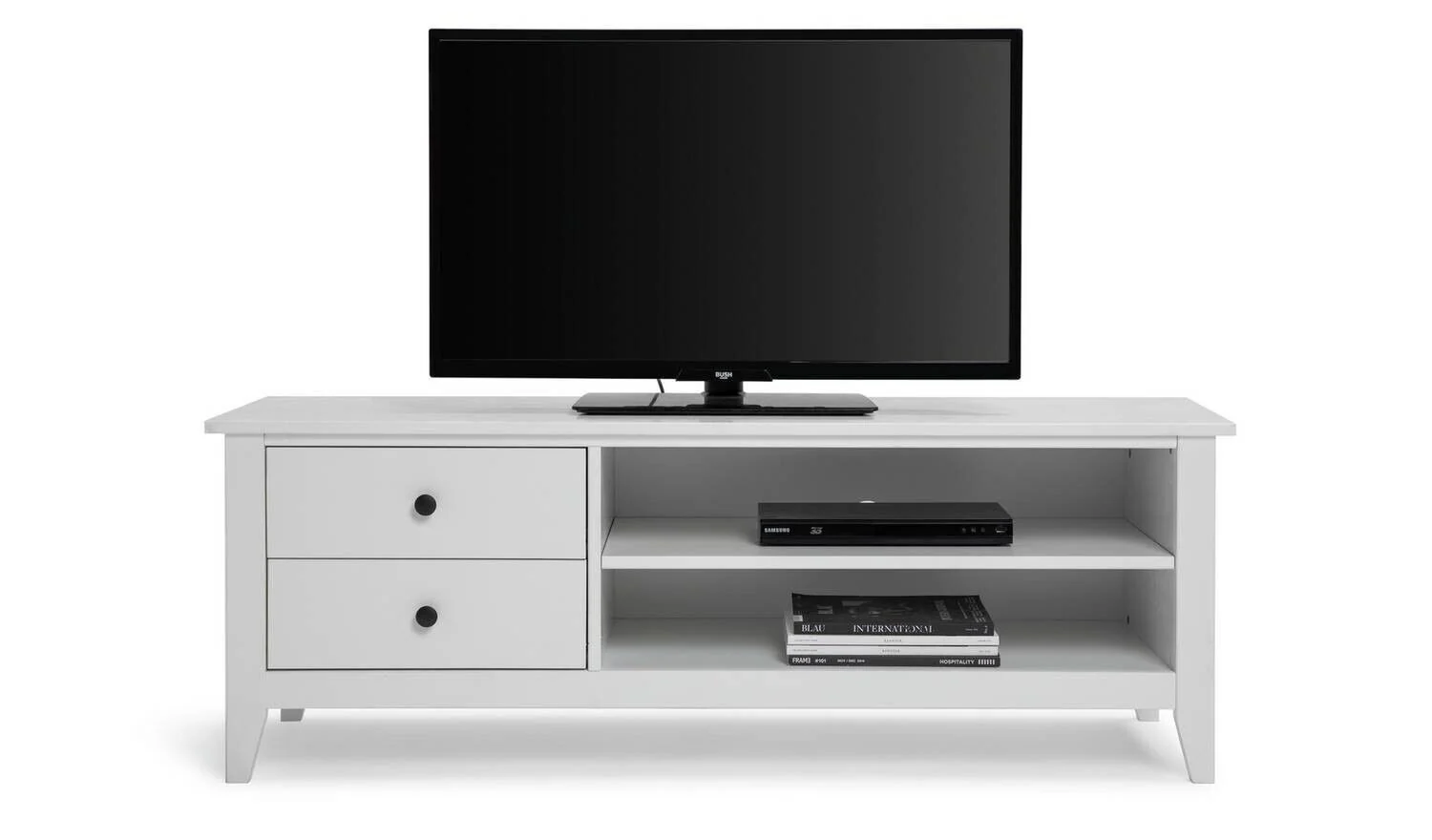 Habitat Minato 2 Drawer TV Unit White Stylish and Functional Media Storage - Image 4