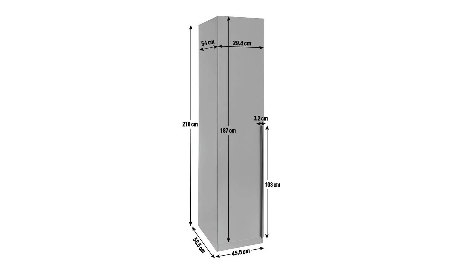 Munich 1 Door Wardrobe Anthracite Compact Freestanding Storage - Image 2