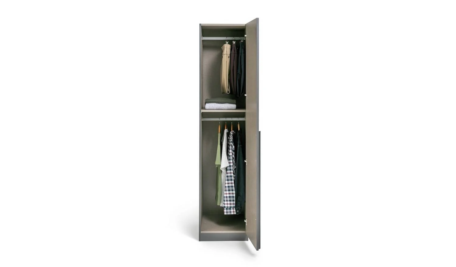 Munich 1 Door Wardrobe Anthracite Compact Freestanding Storage - Image 4