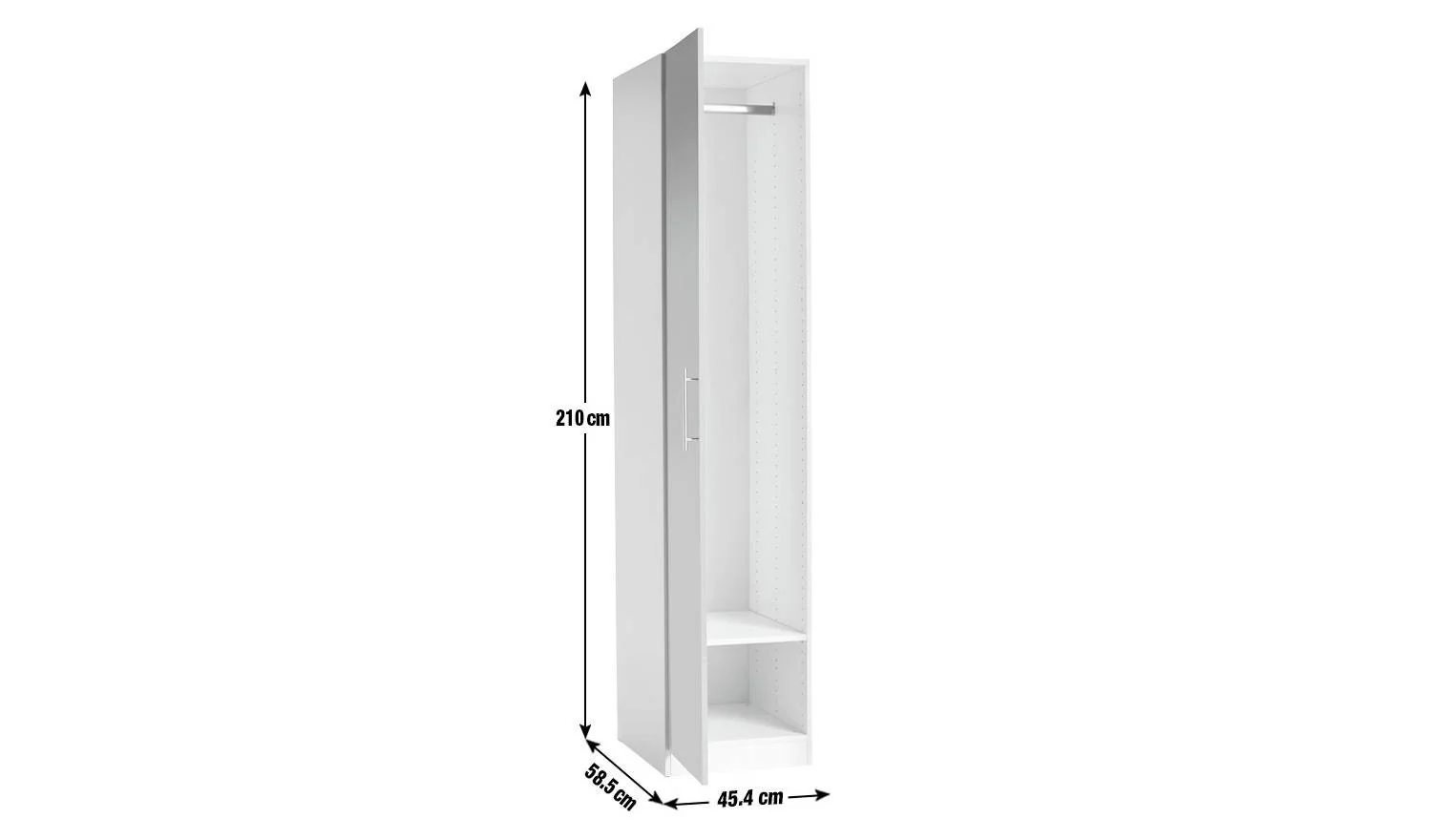 Munich 1 Door Wardrobe White Tall Freestanding Bedroom Storage - Image 2