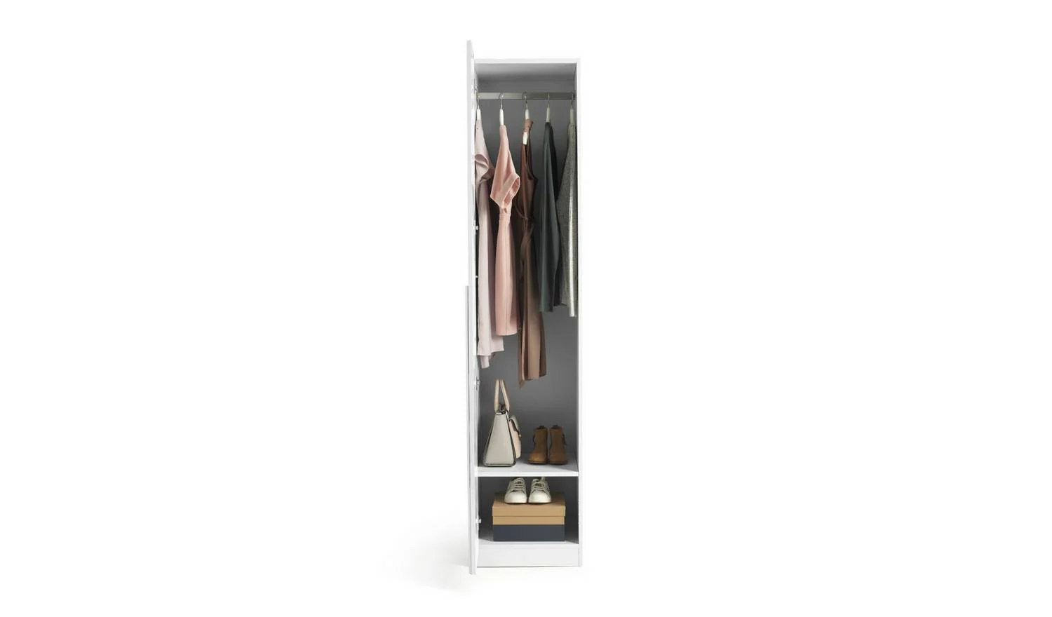 Munich 1 Door Wardrobe White Tall Freestanding Bedroom Storage - Image 4