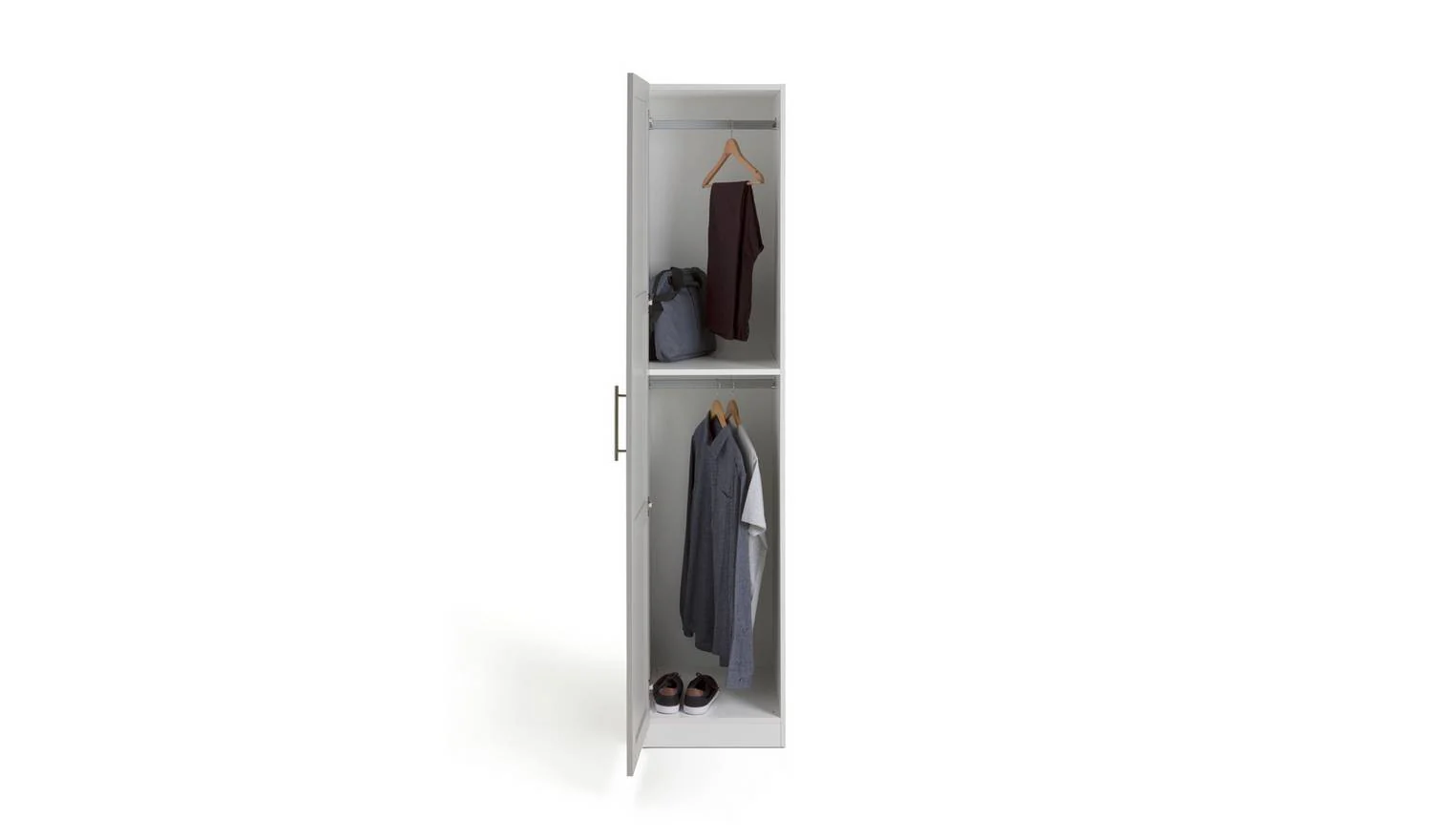 Munich Panelled 1 Door Wardrobe Grey Tall Freestanding Storage - Image 3