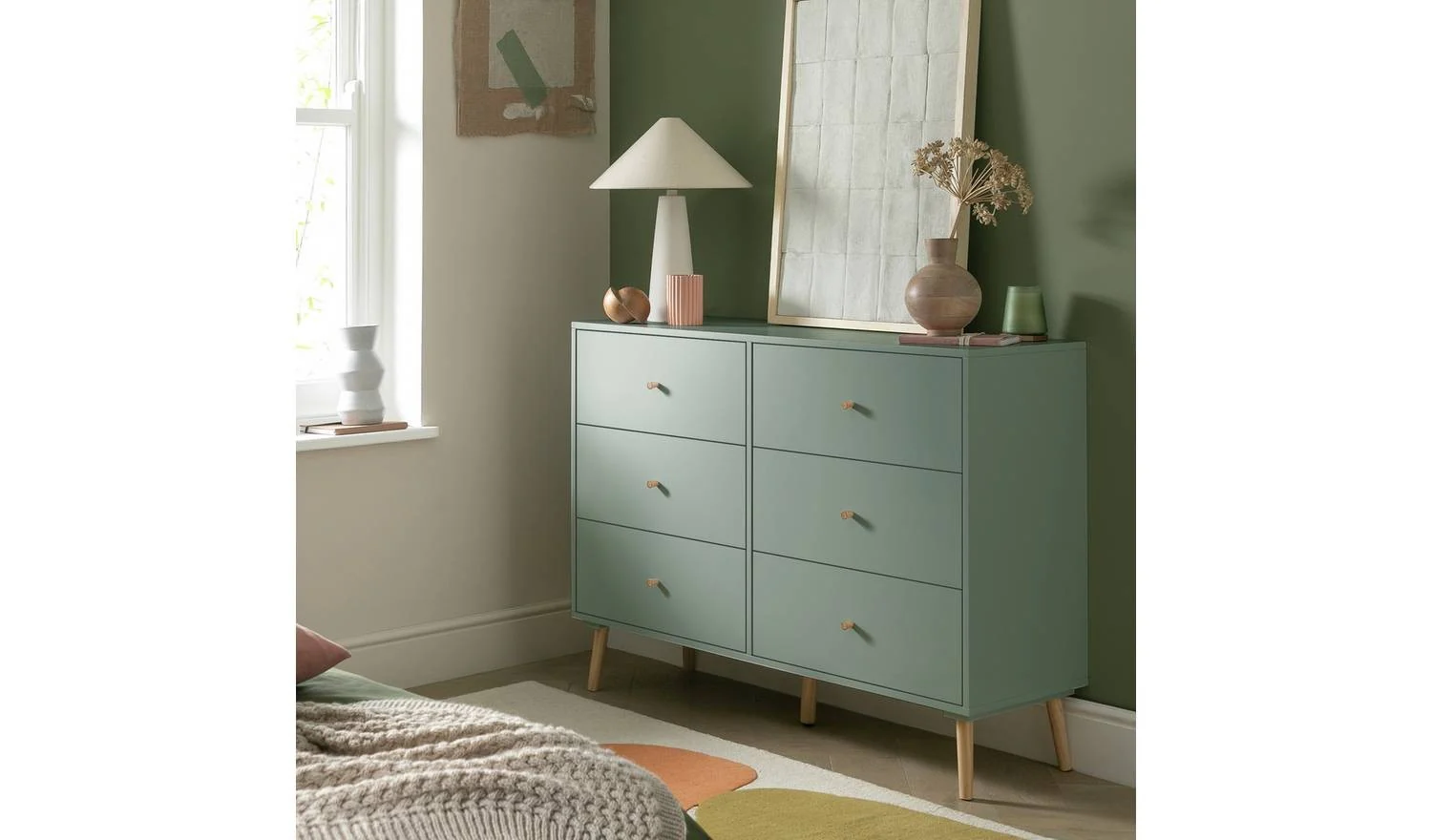 Habitat Otto 6 Drawer Chest - Green - Image 2