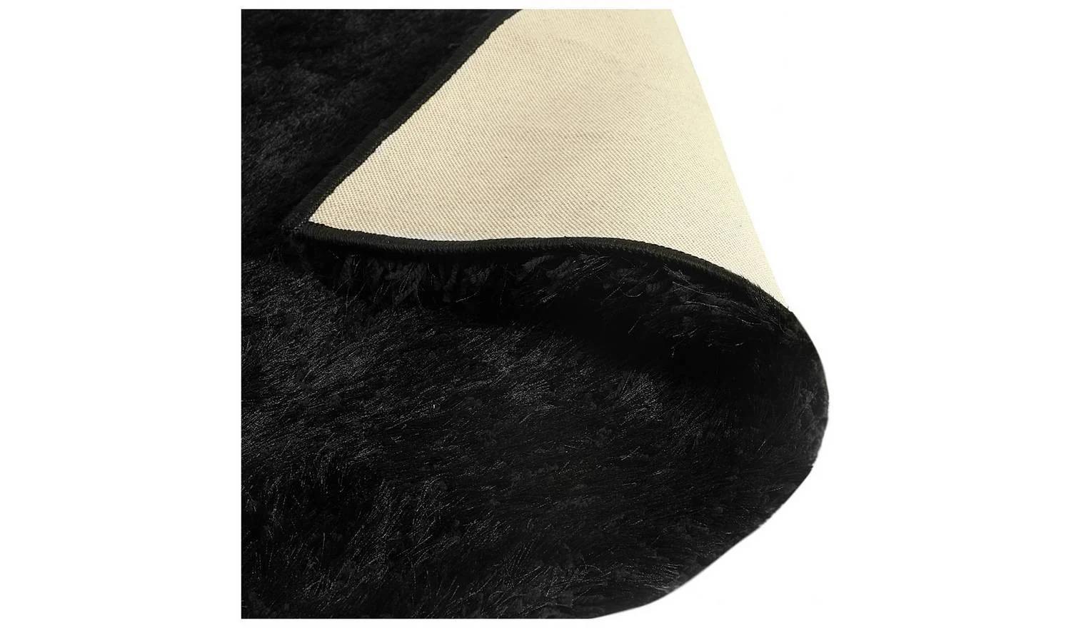 Plain Black Shaggy Rug 230x160cm Living Room Bedroom Floor Soft - Image 3
