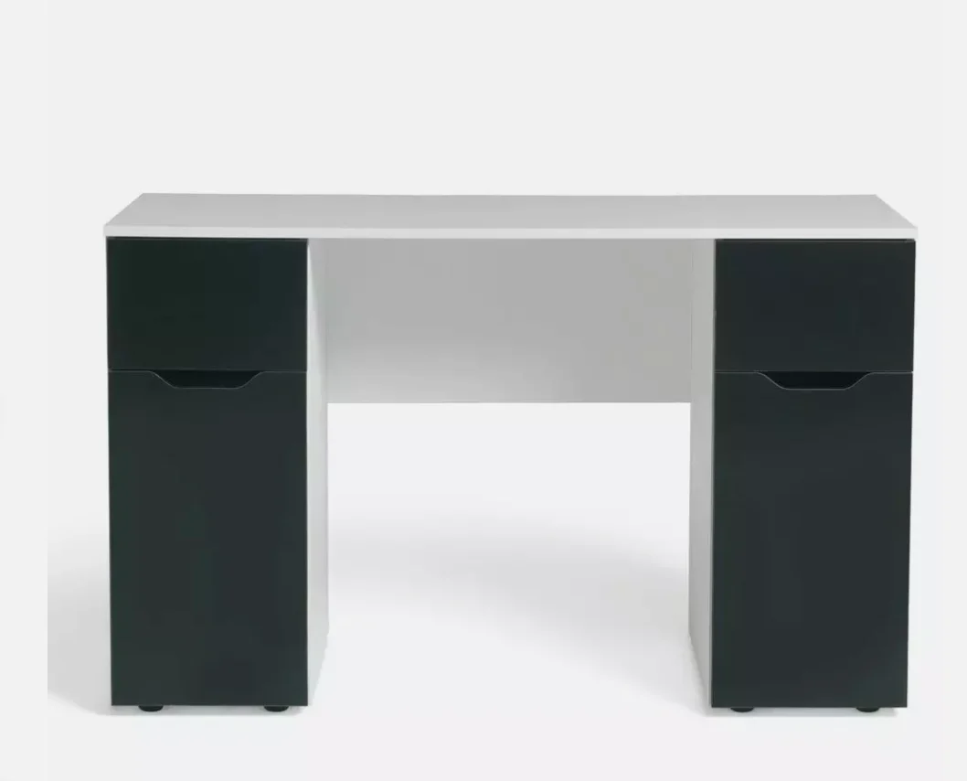 Pod Double Pedestal Desk Black Modern Home Office Furniture Workspace - Image 2