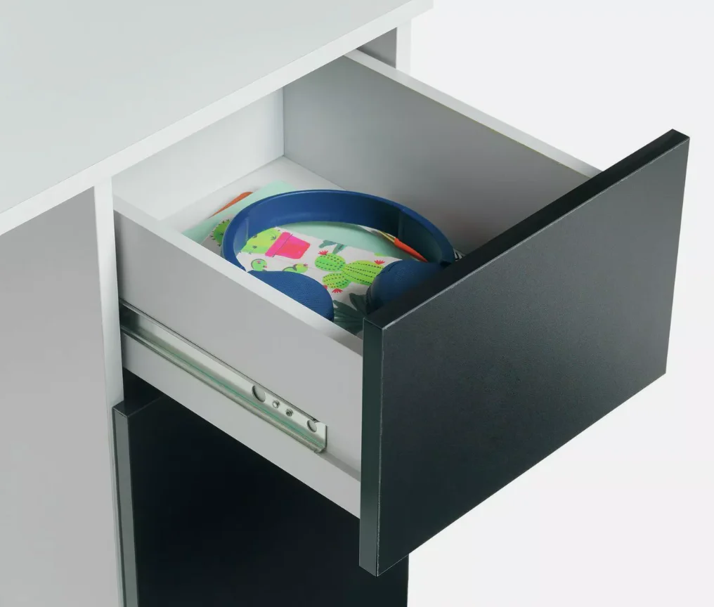 Pod Double Pedestal Desk Black Modern Home Office Furniture Workspace - Image 4