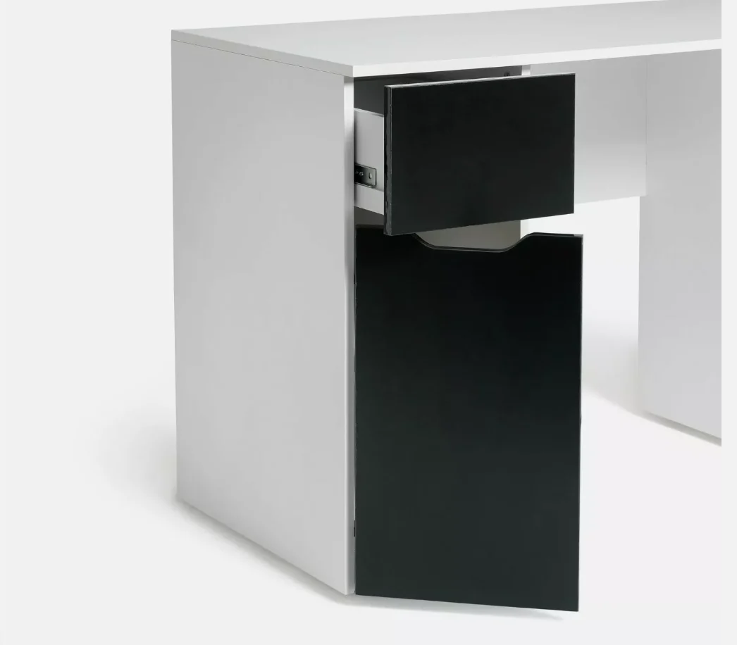 Pod Double Pedestal Desk Black Modern Home Office Furniture Workspace - Image 5
