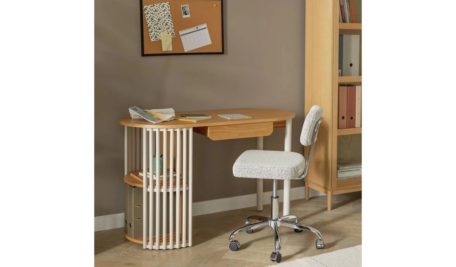 Rita 1 Drawer Office Desk Natural Modern Home Office Furniture Workspace - Image 2