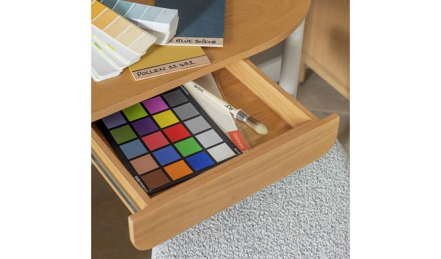 Rita 1 Drawer Office Desk Natural Modern Home Office Furniture Workspace - Image 4