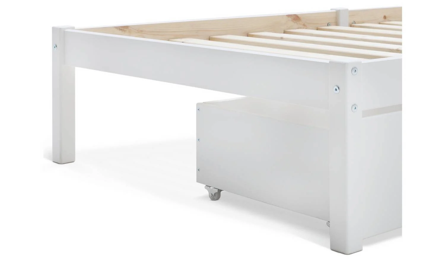 Ronnie Single Bed Frame and Drawer White Kids Childrens Bedroom Furniture - Image 10
