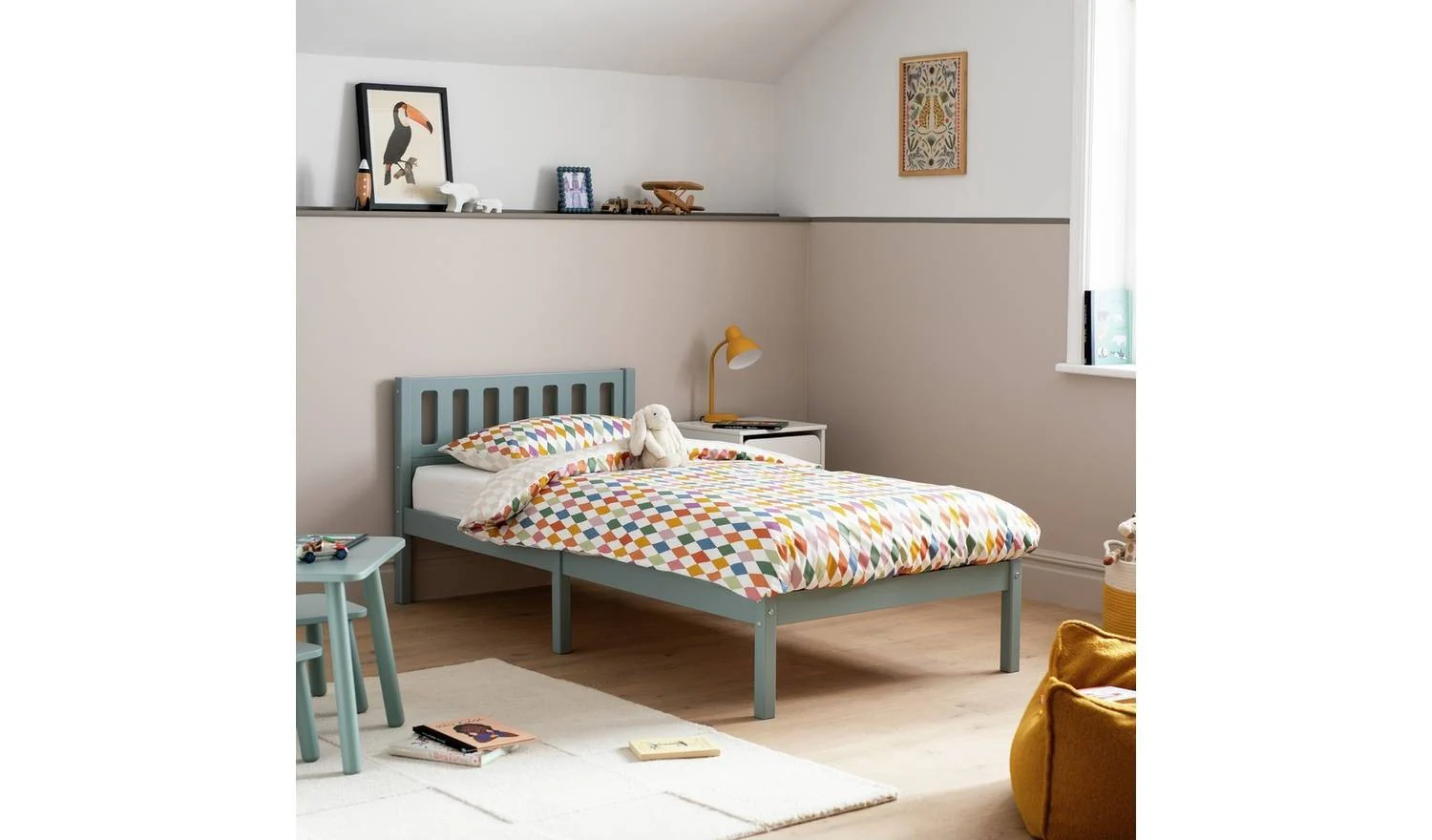 Ronnie Single Bed Frame Duck Egg Blue Kids Childrens Bedroom Furniture - Image 3