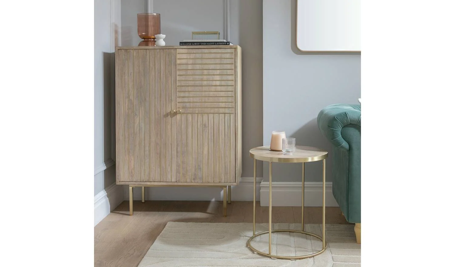 Samara 2 Door Sideboard Natural Storage Cabinet Living Room Furniture - Image 4
