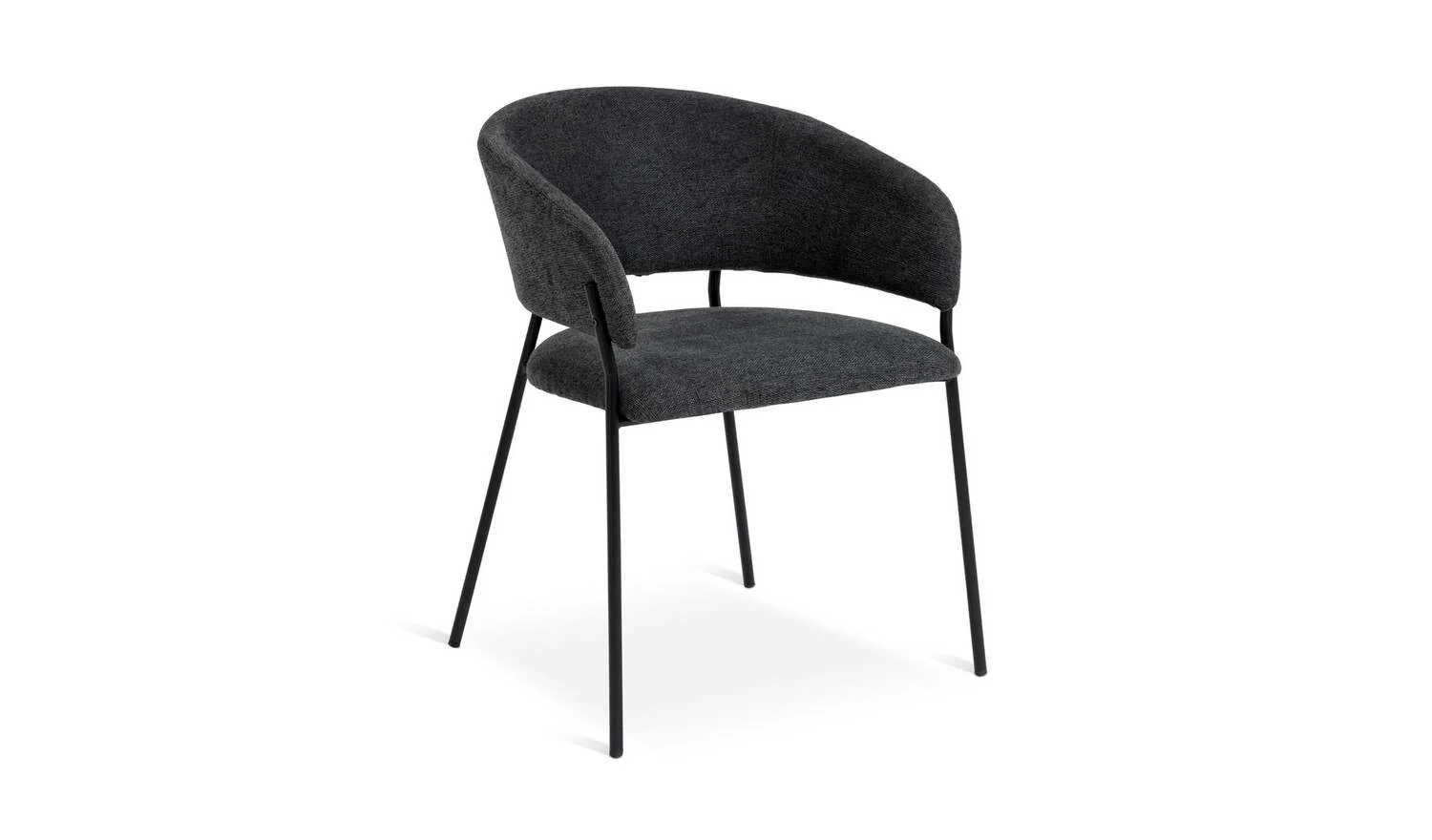 Sawyer Pair of Fabric Dining Chairs Charcoal Modern Kitchen Furniture Set - Image 5