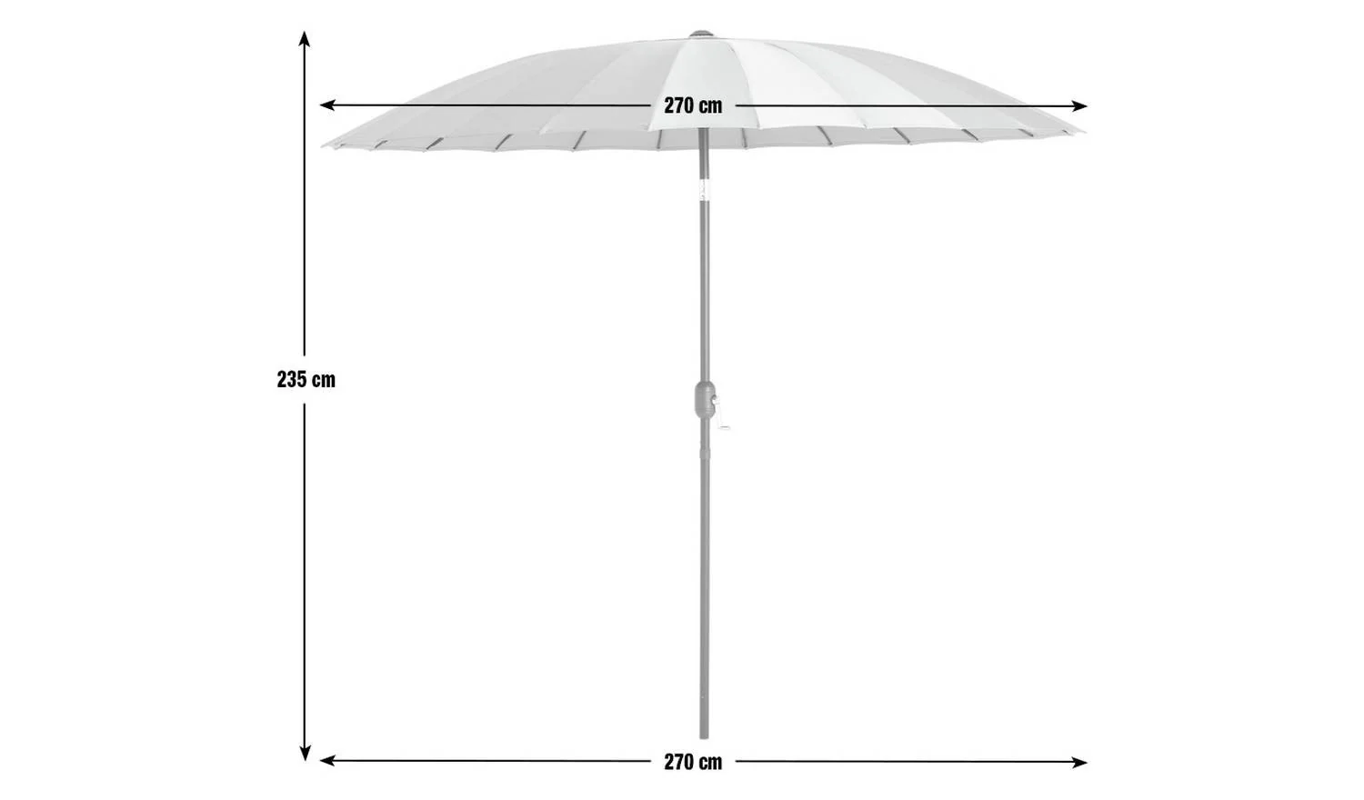 Shanghai 2.7m Garden Parasol Taupe Outdoor Patio Sun Umbrella Large - Image 6