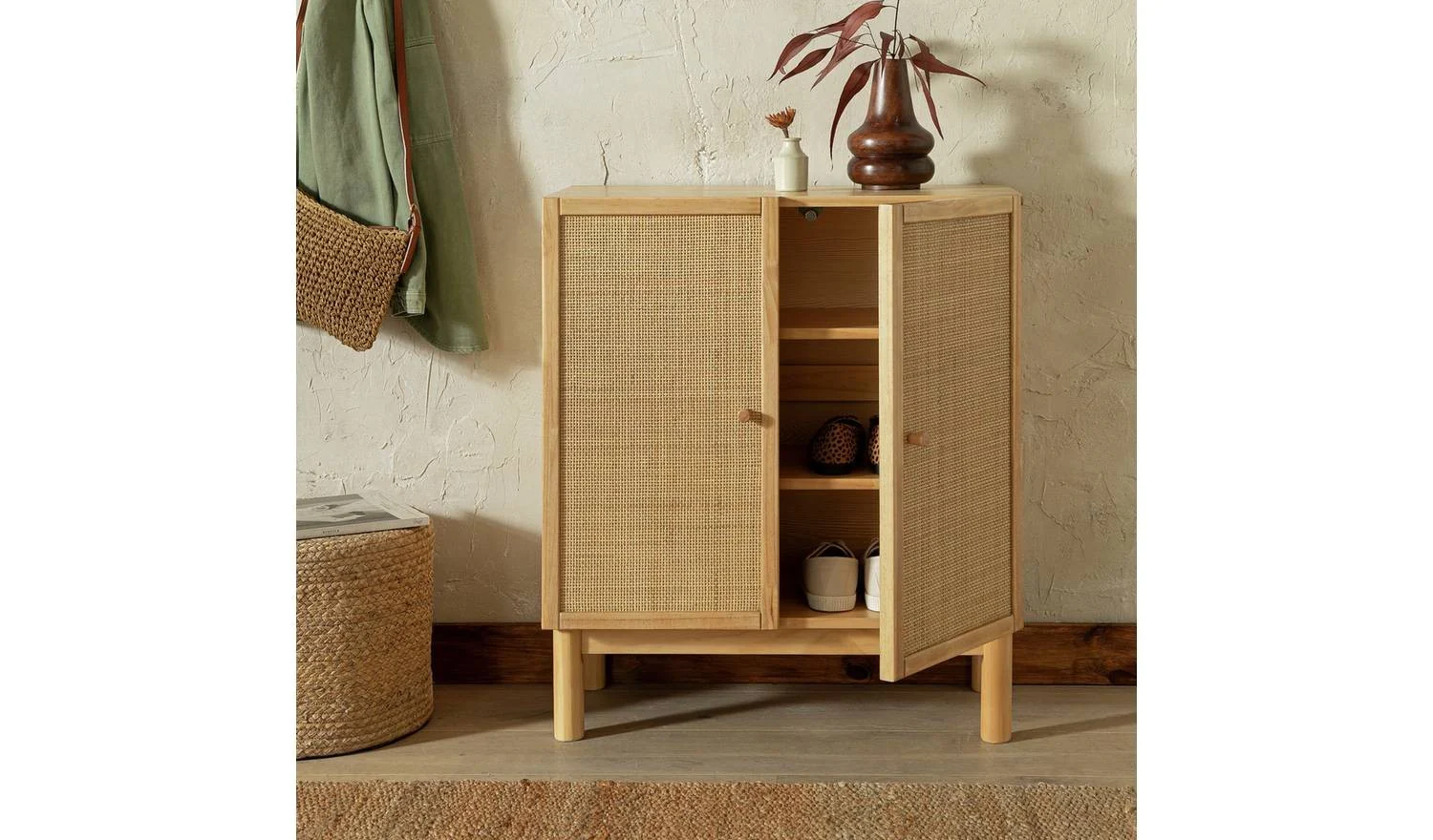 Habitat Simone 2 Door Shoe Storage Cabinet - Oak - Image 3