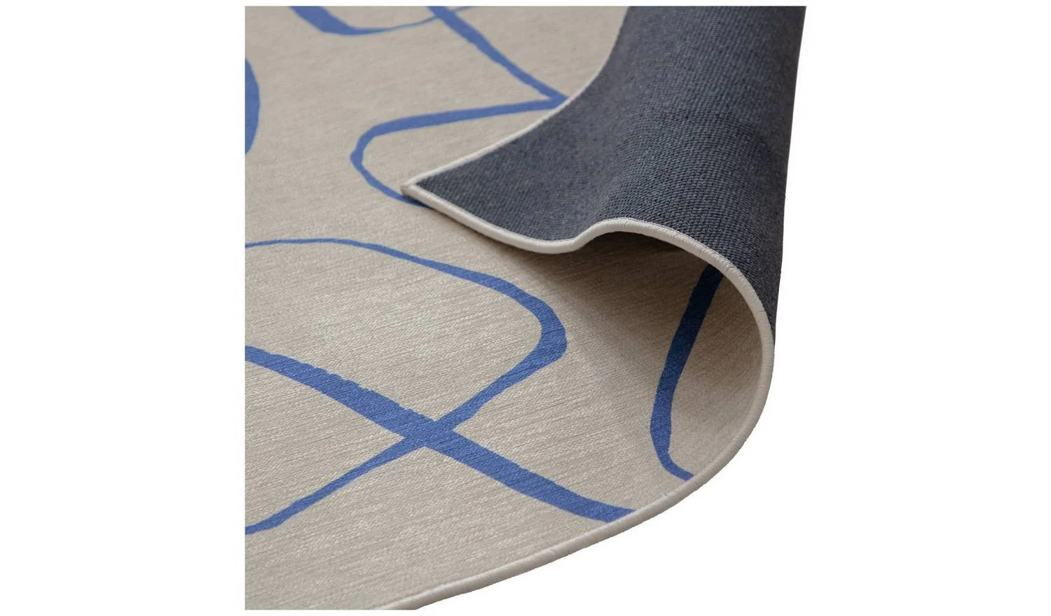 Squiggle Print Cream & Blue Flatweave Rug 170x120cm Patterned Living Room - Image 4