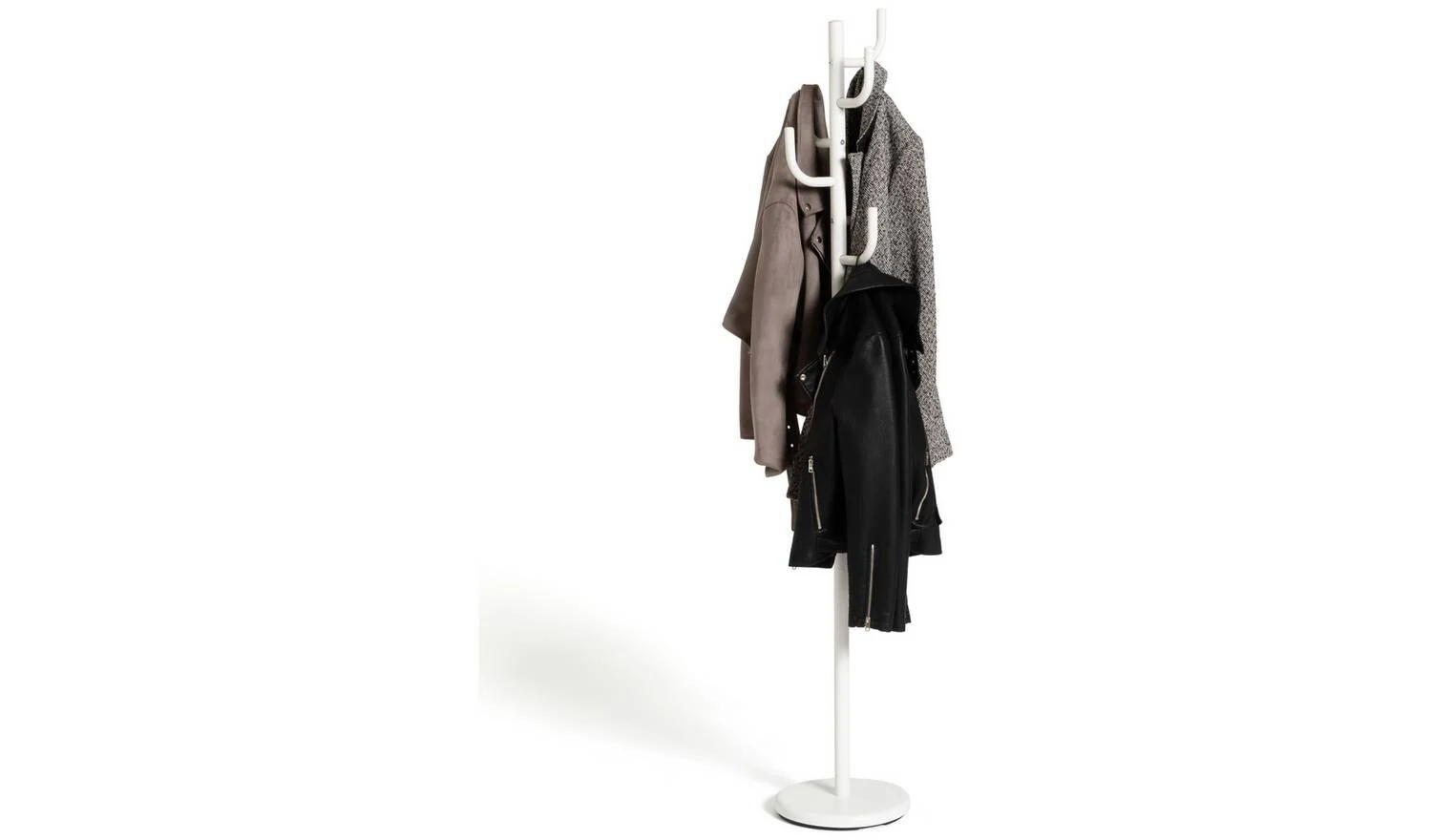 Steel Coat Stand White Modern Design Compact Space Saving - Image 2