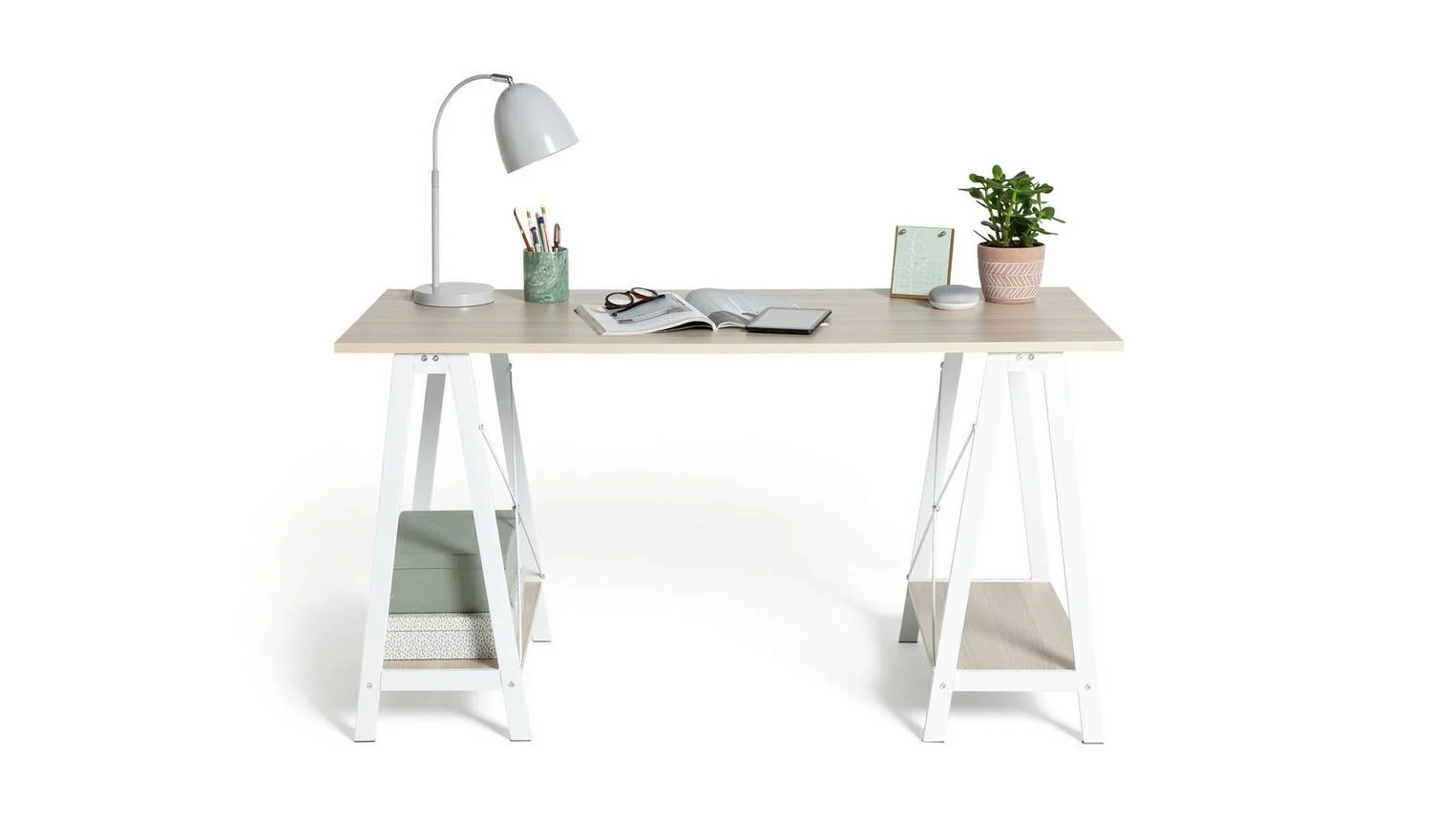 Habitat Trestle Table Office Desk - White - Image 3