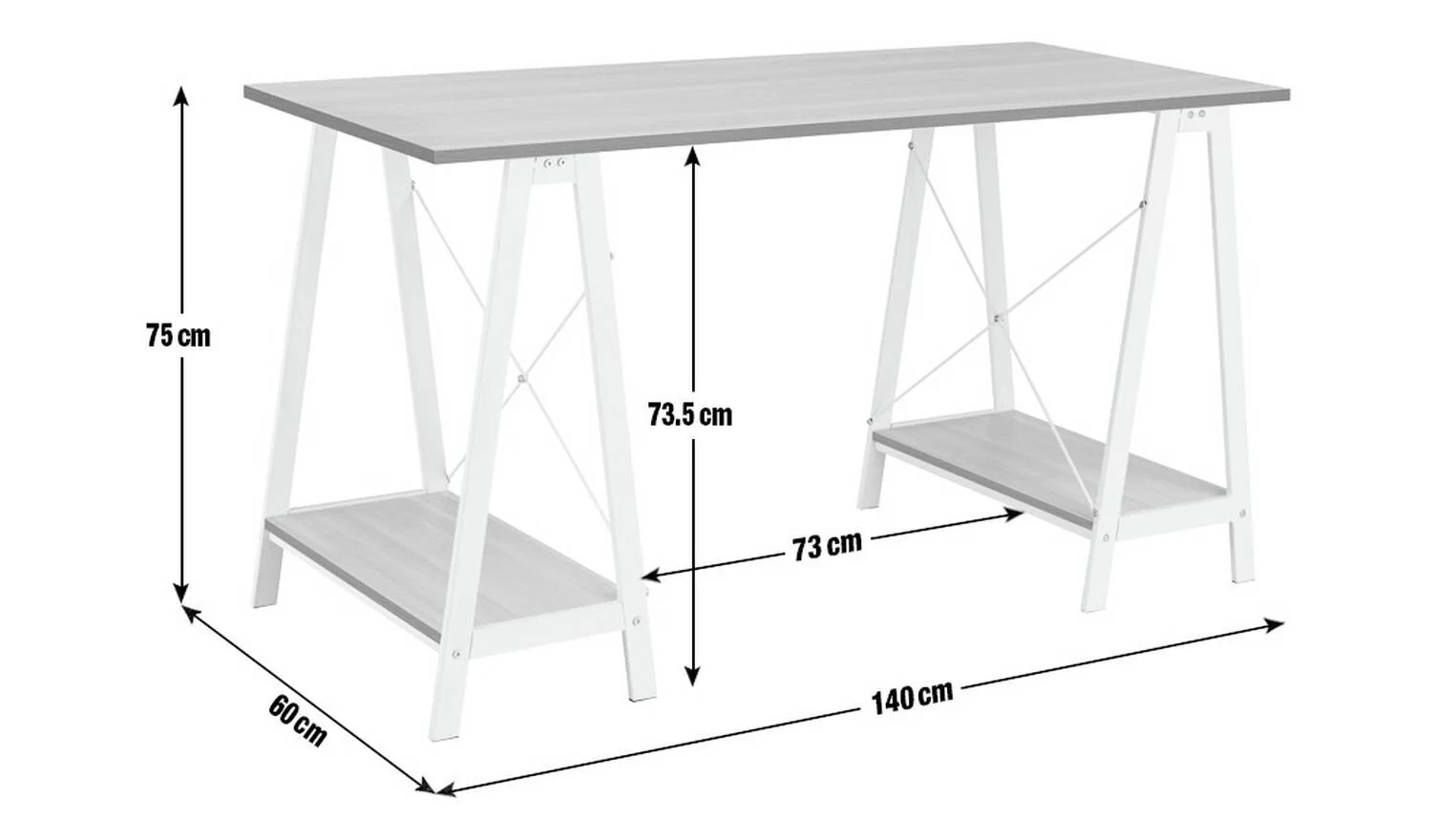 Habitat Trestle Table Office Desk - White - Image 6