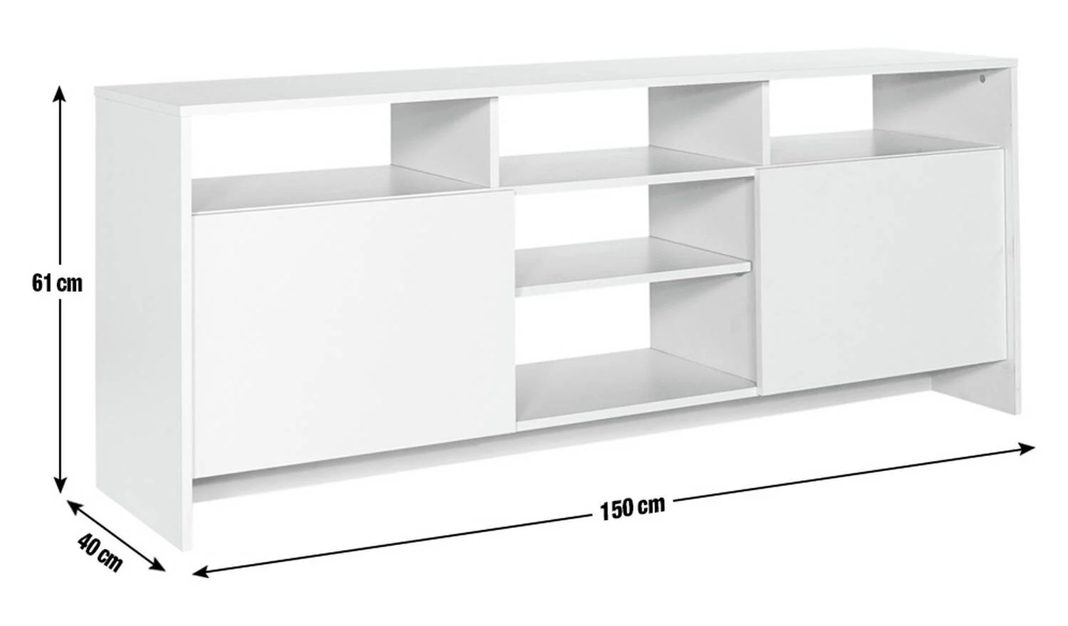 Turin 2 Door Extra Large TV Unit White Media Storage Cabinet Furniture - Image 2