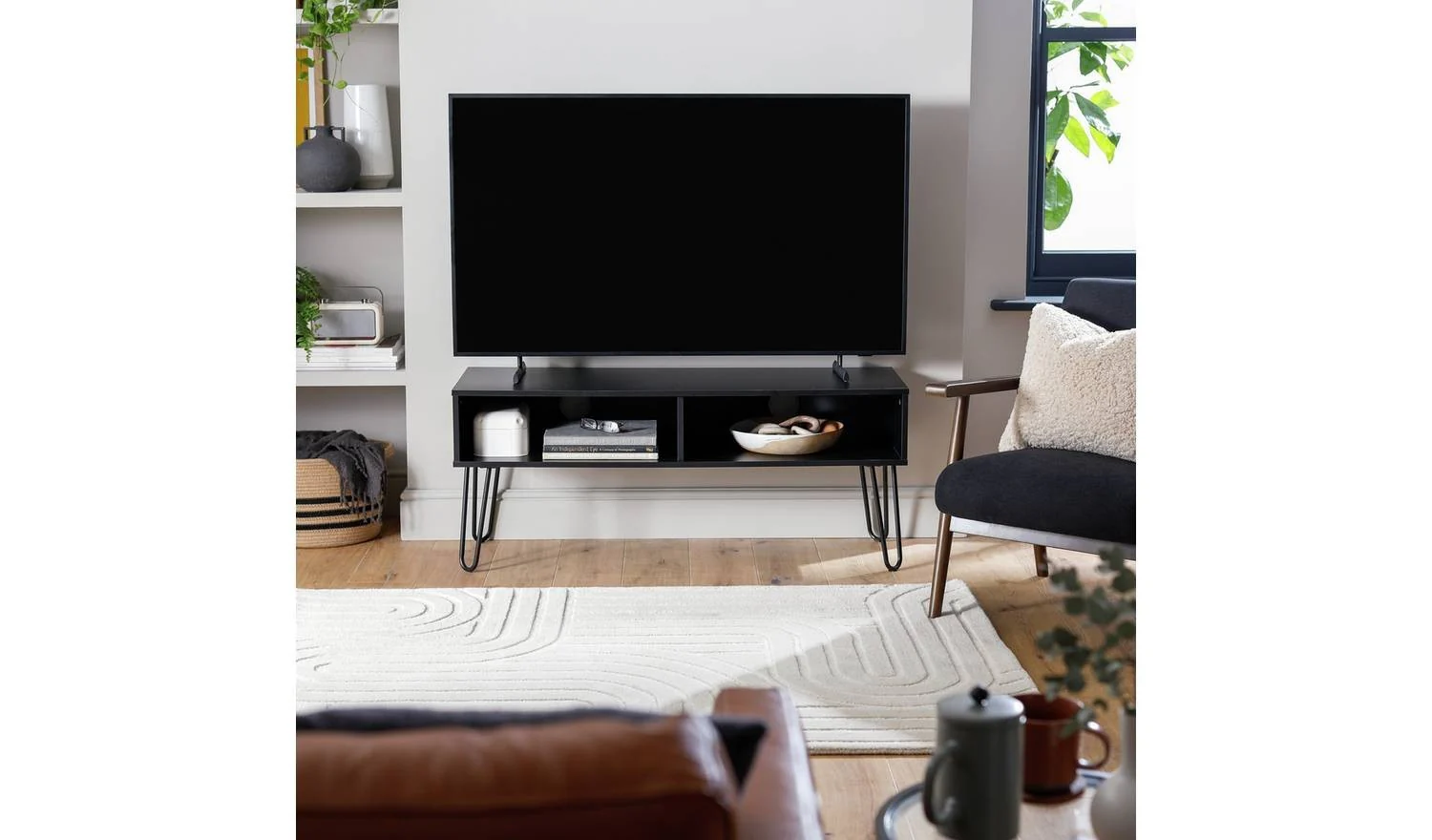 Tyler TV Unit Black Media Stand Storage Cabinet Living Room Furniture - Image 3