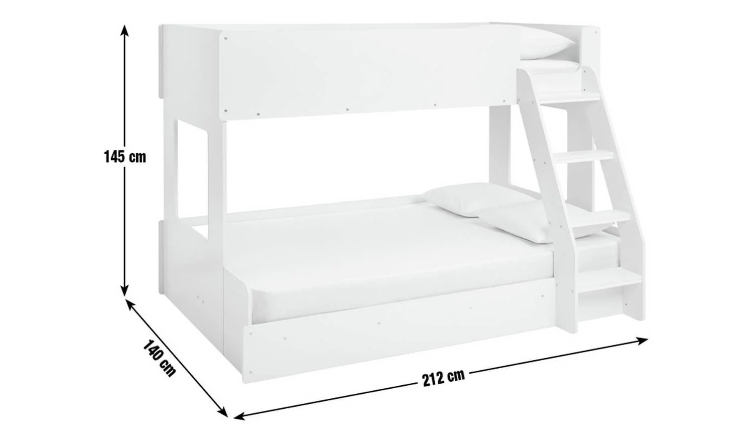Ultimate Triple Double Single Bunk Bed White Kids Childrens Room - Image 2