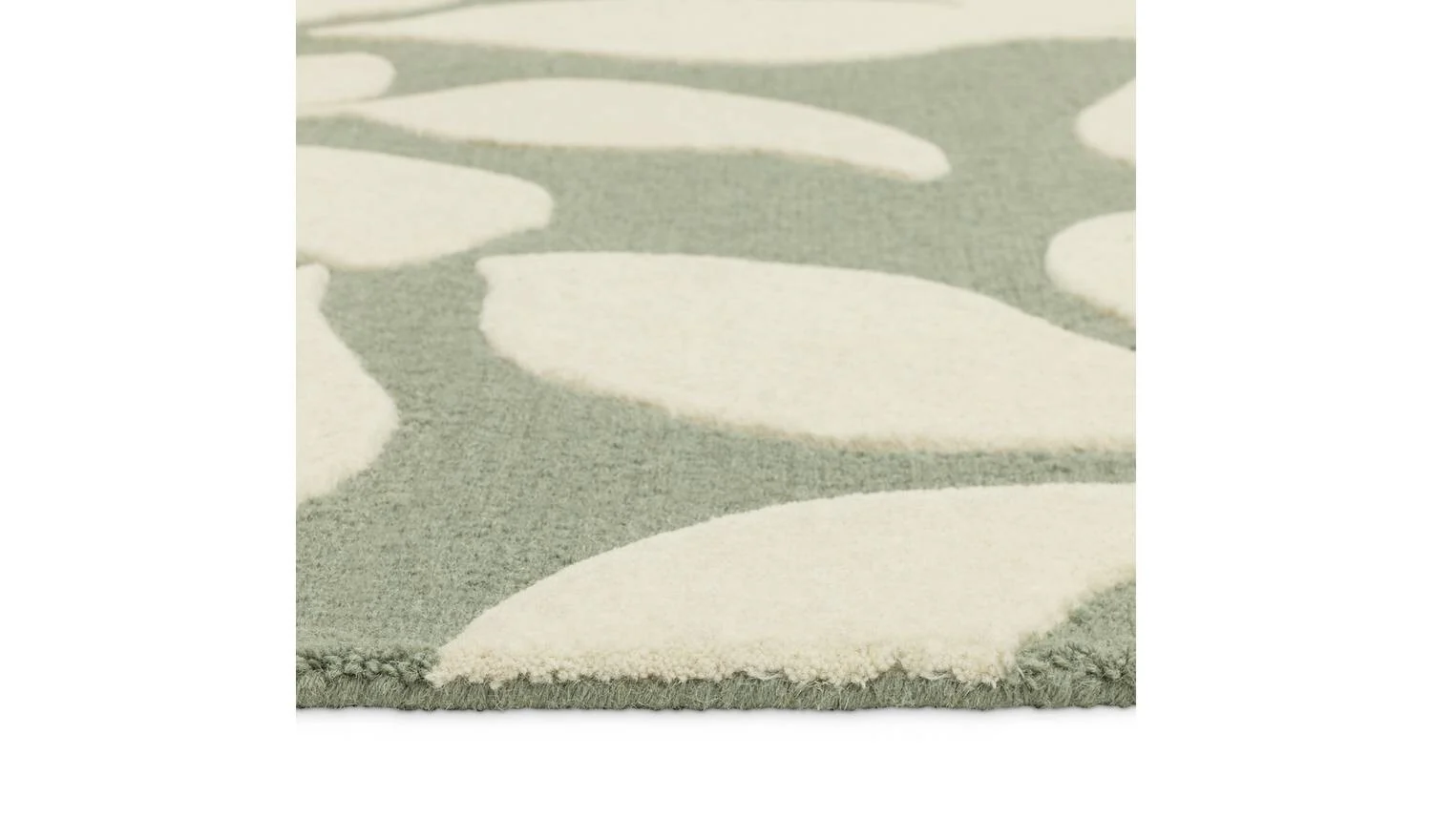 Verdant Leaf Green Wool Cut Pile Rug 230x160cm Patterned Living Room - Image 2