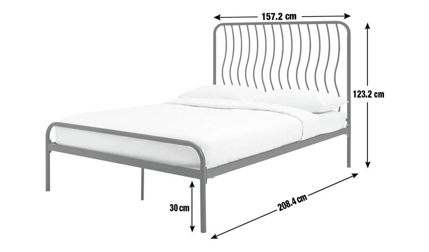 Habitat Wave Kingsize Metal Bed Frame Off White Modern Bedroom Storage - Image 2